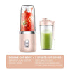 6 Blade Portable Juicer Blender USB Smoothie Blender- Fresh Blender Cup - pink 2 Cups