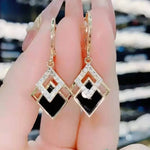 1 Pair Wedding Black Rhombus With Rhinestone Inlay RudysGalaxy
