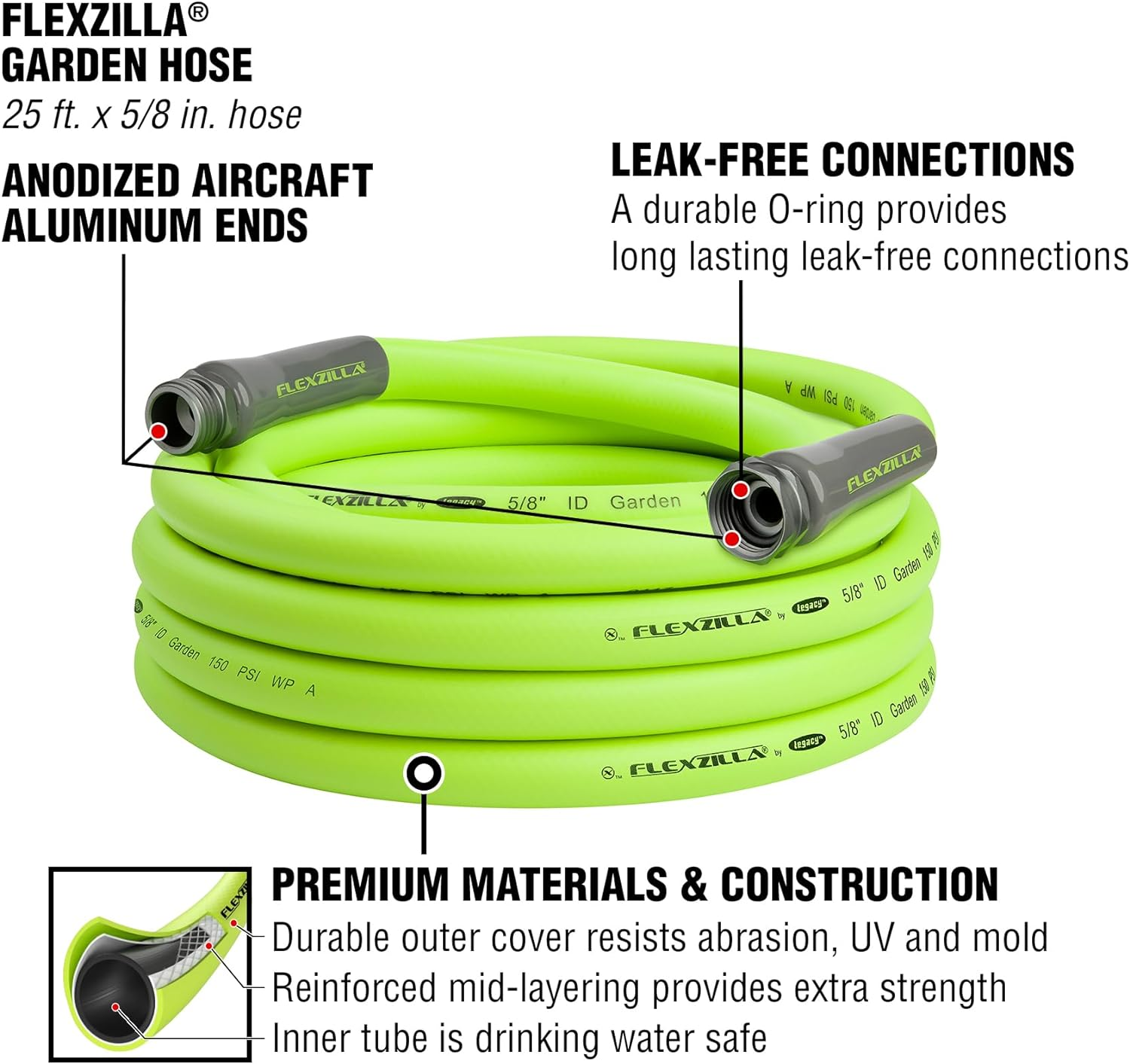 Flexzilla Garden Hose-Garden Hose Heavy Duty, Lightweight, Drinking 
Water Safe