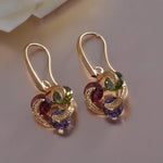 18K Gold Earrings-Rose Gold Earrings Zrcon Dangle Birthstone Earring