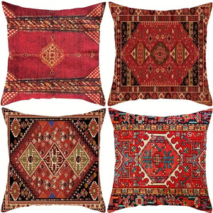 4pcs Retro Persian Geometric Pattern Printing Cover (No Pillow Core), Red Linen Throw Pillow Cover For RV Sofa, Bedroom, Car, Living Room, Home DecorProduct Detail temu