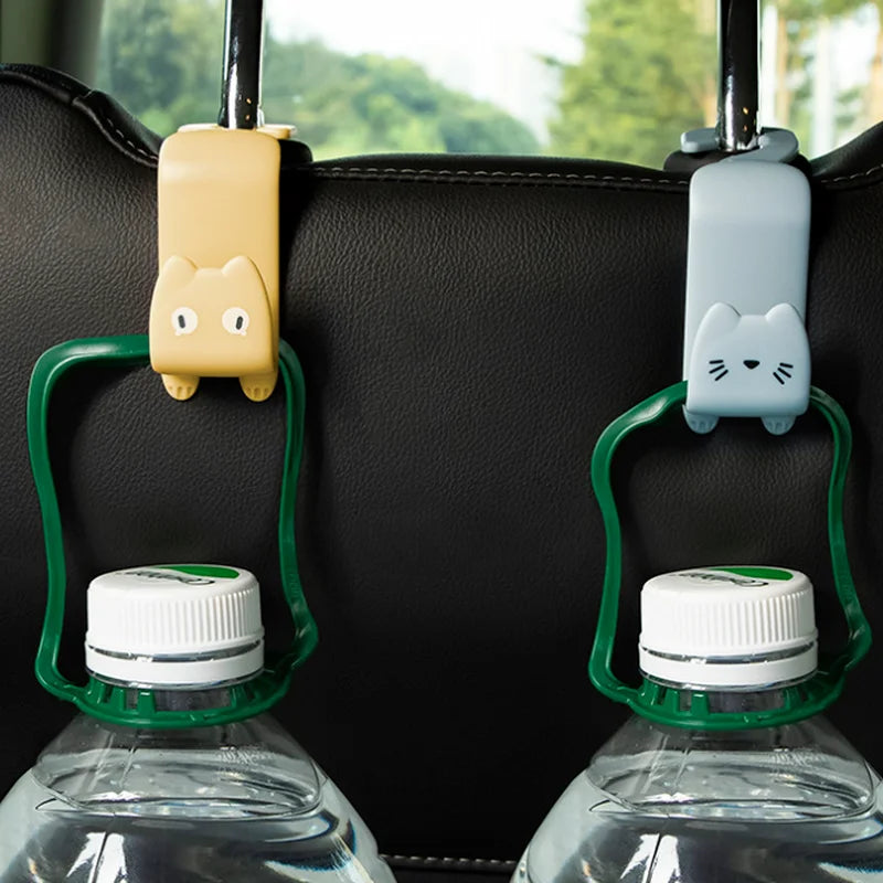 2pcs Creative Car Hook Cute cat Car Seat Hanger Hooks Behind-seat Accessories Organizer Hook Bags Clothes Sundries Hanger Clip Rudysgalaxy