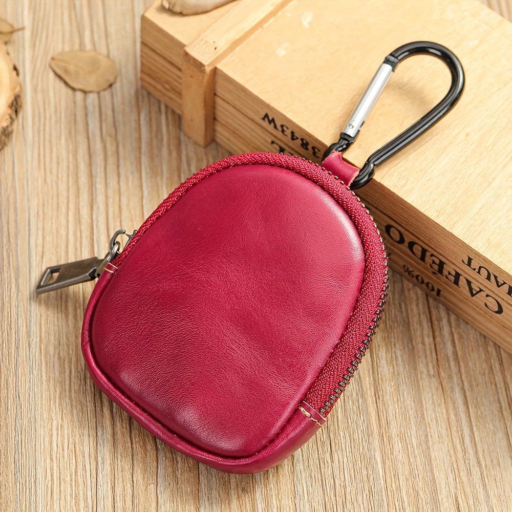 1pc Genuine Leather Coin Purse - Vintage Cowhide Zipper Key & Coin Storage Bag for Men - Perfect Gift Idea RudysGalaxy