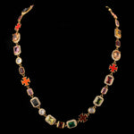 Colorful Zirconia Necklace, Colorful Gemstone Men & Women Chain Necklace  