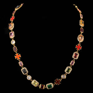 Colorful Zirconia Necklace, Colorful Gemstone Men & Women Chain Necklace  