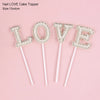 Happy Mother's Day Cake Topper Pearl Best Mom Love You Cake Topper For Wedding Birthday Cake Deocration Father's Day Flower Gift - LOVE cake topper