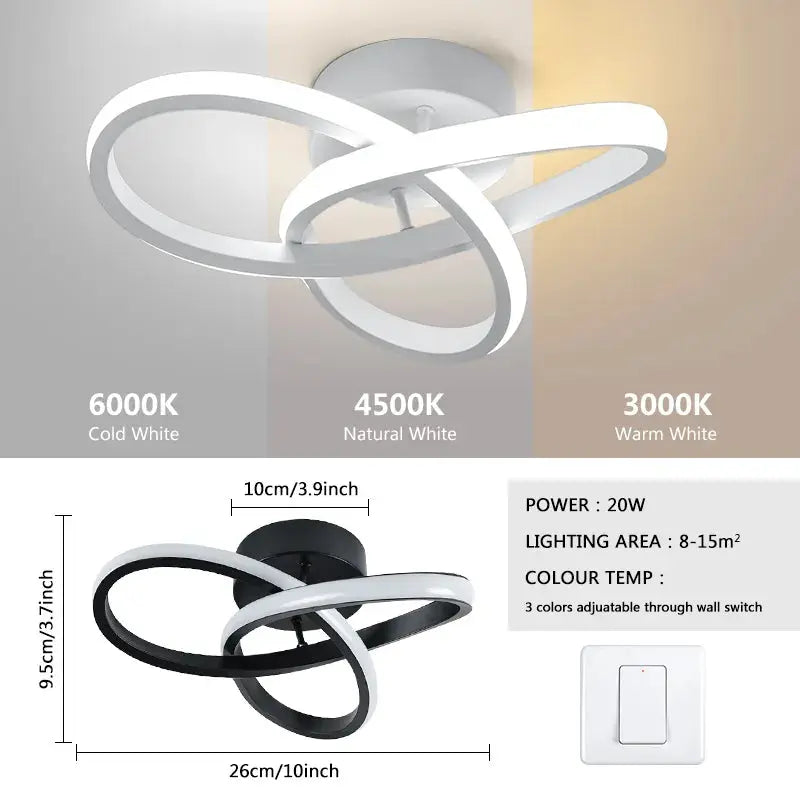 Household LED Chandelier Three Colors Lamp Modern Style Ceiling Lamp Bedroom Light Surface Installation 220v Dining Room Lamp Rudysgalaxy