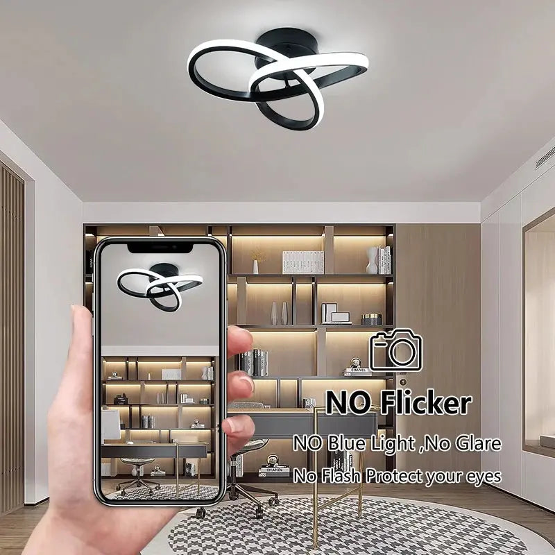 Household LED Chandelier Three Colors Lamp Modern Style Ceiling Lamp Bedroom Light Surface Installation 220v Dining Room Lamp Rudysgalaxy