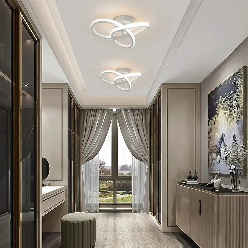 Household LED Chandelier Three Colors Lamp Modern Style Ceiling Lamp Bedroom Light Surface Installation 220v Dining Room Lamp Rudysgalaxy