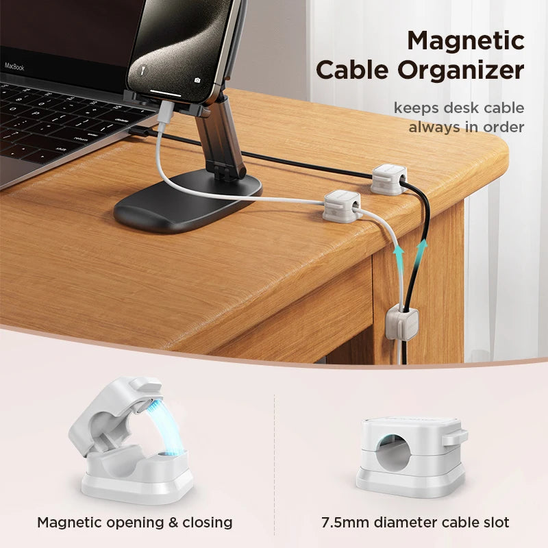 Joyroom 3/6Pcs Magnetic Cable Clips Cord Holder - Adhesive Cable Clips, cable holder clip, cable clips, cable clip, adhesive cable clips, cable management clips, magnetic cable clips, desk cable clip