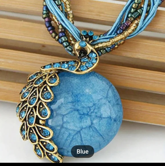 Peacock Gemstone Pendant Necklace For Girls And Women temu