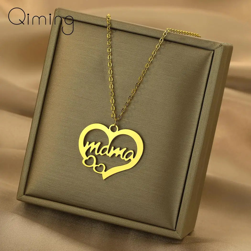 Stainless Steel Mama Letter Pendant Necklace For Women Choker Necklace Family Jewelry Mother's Day Gift For Mom Rudysgalaxy