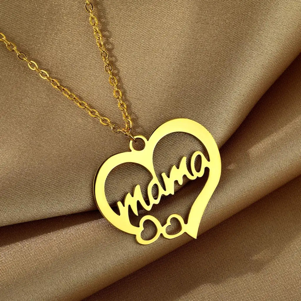 Stainless Steel Mama Letter Pendant Necklace For Women Choker Necklace Family Jewelry Mother's Day Gift For Mom Rudysgalaxy