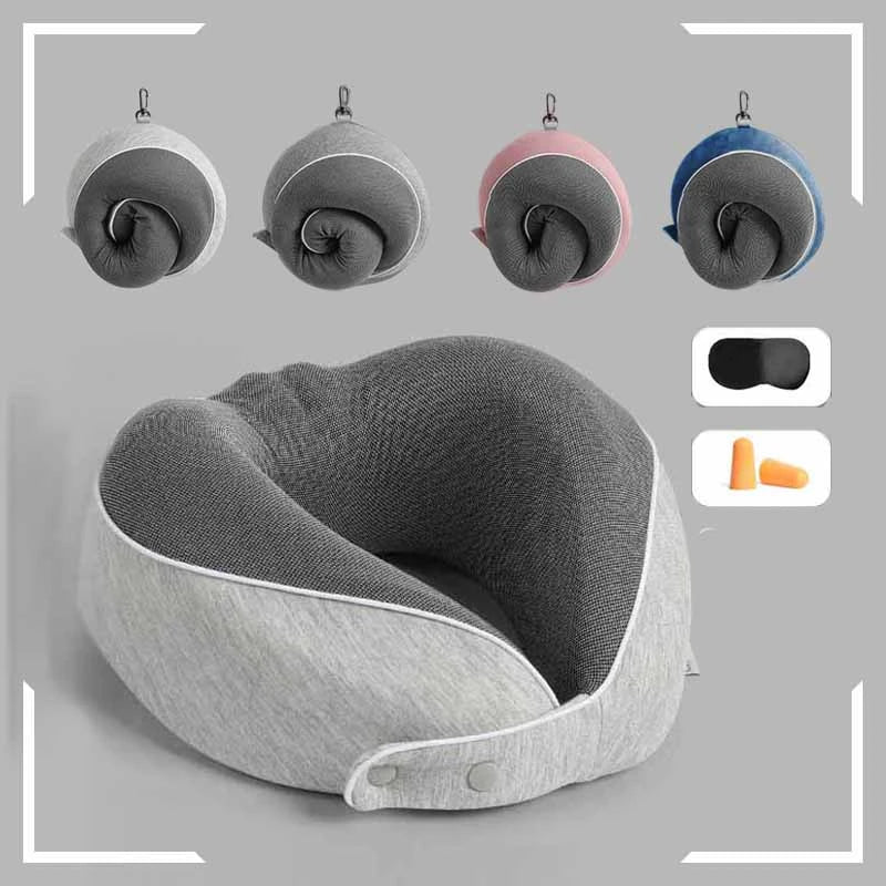 Travel Pillow Memory Foam Neck Pillow Comfortable Breathable Cover Machine Washable Airplane Travel Kit W 3D Sleep Mask Earplugs FreeDropship