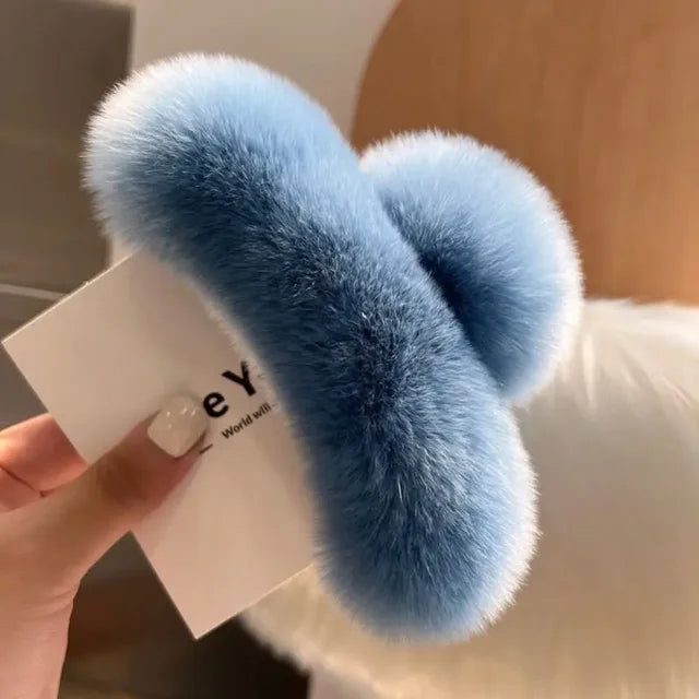 Winter Faux Fur Hair Claw Grab Clip Cute Plush Elegant Acrylic Large Hairpins Headwear for Women Girls Accessories 인기머리핀 Rudysgalaxy