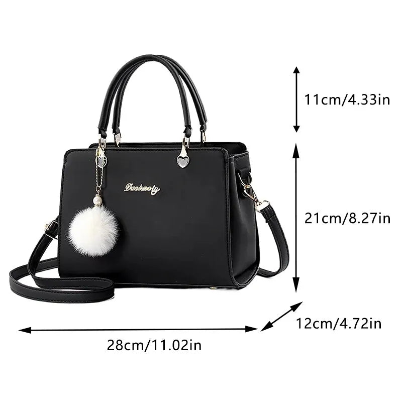 Women Plush Ball Decor Handbag Canvas Shoulder Bags for Women Shoulder Bags for Women Designer Rudysgalaxy