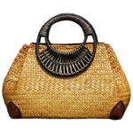 Women Straw Bags Female Bamboo Summer Beach Weave Handbag Lady Handmade Vintage Wood Handle Bag Travel Knitted Totes Bags Rudysgalaxy
