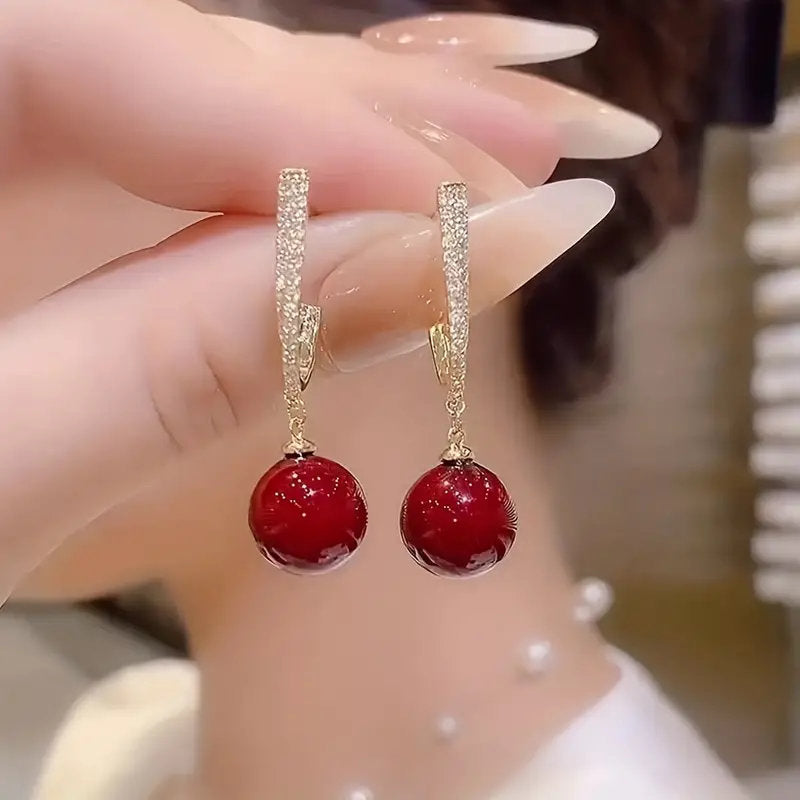 Bridesmaid Earrings-Bridesmaid Jewelry,Red Drop Earrings