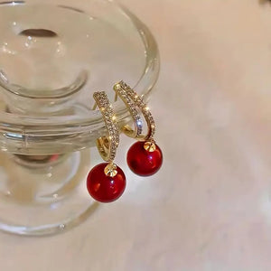 Bridesmaid Earrings-Bridesmaid Jewelry,Red Drop Earrings