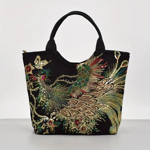 Vintage Sequin Embroidered Tote Bag, Retro Bohemian Satchel Bag, Women's Ethnic Style Handbag & PurseProduct Detail temu