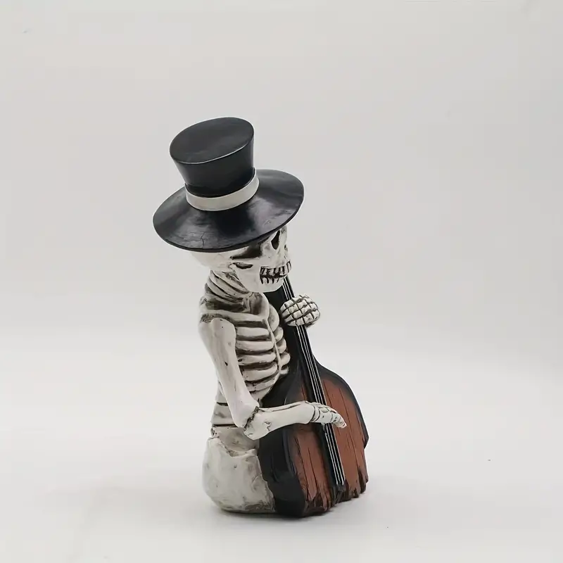 Skeleton Playing Guitar-Dia De Los Muertos Decorations and Skeleton Base Player Statue