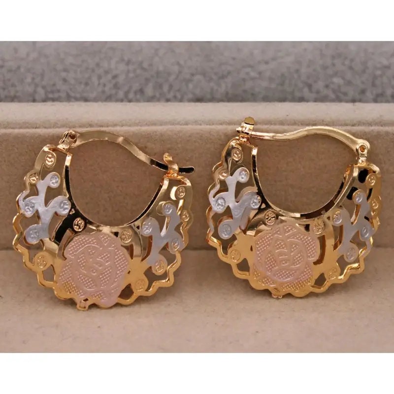 Hoop Earrings-14k Gold Plated Hollow Out Hoop Earrings for Women