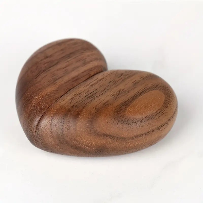 1pc Heart Shaped Ring Box, Wood Ring Bearer Box, Home Decor, Gift For Man, Proposal Ring Case, Gift For Women RudysGalaxy