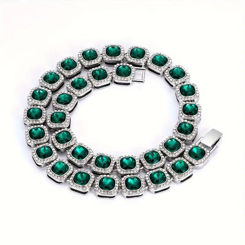 Stylish Men's Green Glass Beads Necklace - Trendy and Elegant Fashion Accessory RudysGalaxy