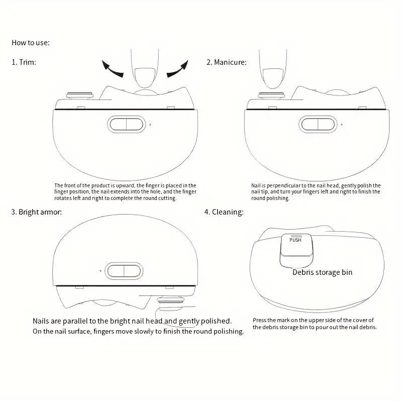 Smart Electric Nail Clipper With Anti-Pinch, Nail Polishing, Illumination, And Grinding Functions. Portable And Long Battery RudysGalaxy