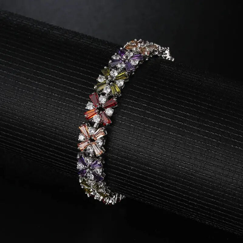  Colorful Zirconia Bracelet, Sparkling Exquisite Holiday 