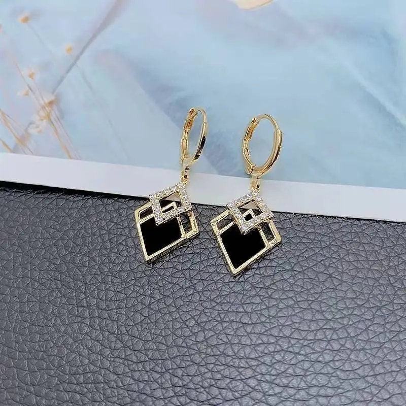 1 Pair Wedding  Black Rhombus With Rhinestone Inlay RudysGalaxy