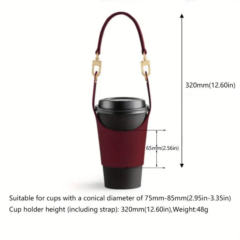 1pc DKP PU Leather Coffee Cup Sleeve - Reusable Cup Sleeve & Holder, leather cup sleeve, coffee cup sleeve, reusable coffee cup sleeve, coffee cup sleeve template