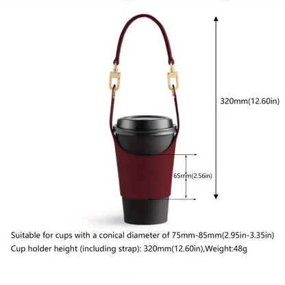 1pc DKP PU Leather Coffee Cup Sleeve - Reusable Cup Sleeve & Holder, leather cup sleeve, coffee cup sleeve, reusable coffee cup sleeve, coffee cup sleeve template