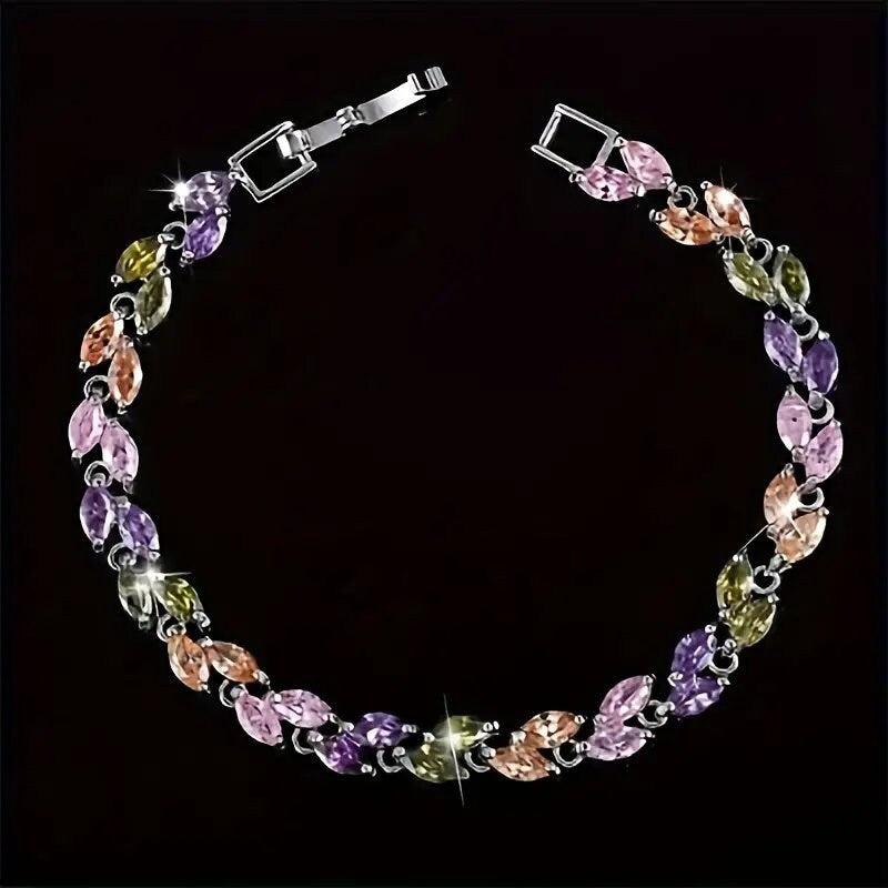 Multi Color Bracelet-Zircon Wheat Bracelet Jewelry Gifts,Tennis Charm Bracelet