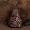 Men's Sling Shoulder Bag-Genuine Leather Men Shoulder Commuter  Backpack - Vintage Coffee