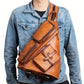 Men's Sling Shoulder Bag-Genuine Leather Mens Shoulder Commuter Backpack