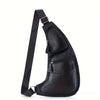 Messenger Bag-Leather Messenger Casual Crossbody Bag-Shoulder Chest Bag - Black