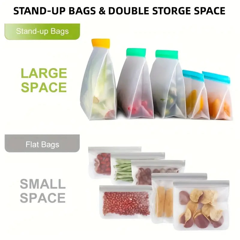 Food Storage Bags-Food Safe Plastic Bags for Snacks and Leftovers