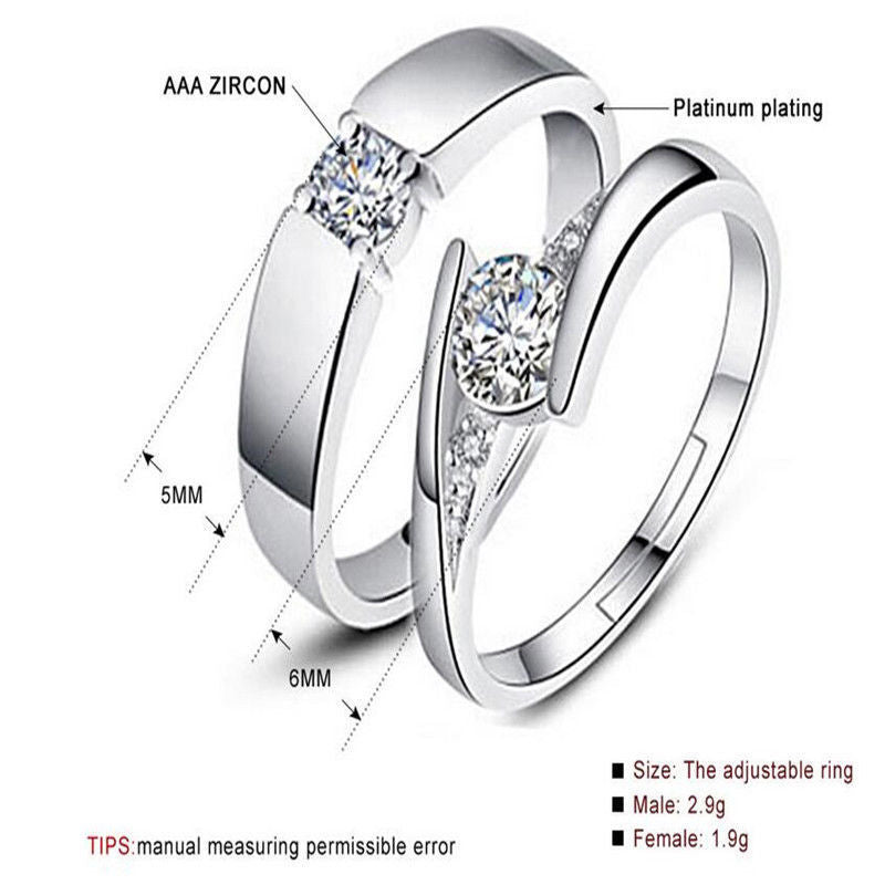 Stainless Steel Heart Lover Couple Band Wedding Engagement Ring Silver ebay