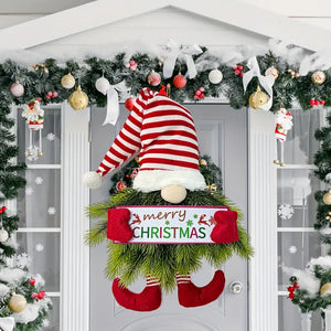 Christmas Door Decorations: Art Deco Wreath with Santa Legs Sign