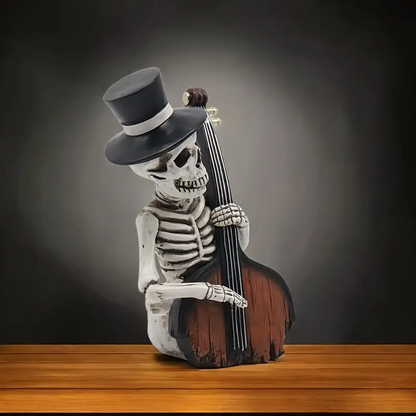 Skeleton Playing Guitar-Dia De Los Muertos Decorations and Skeleton Base Player Statue