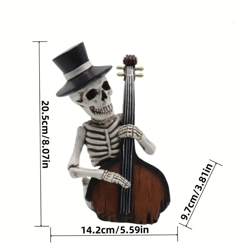 Skeleton Playing Guitar-Dia De Los Muertos Decorations and Skeleton Base Player Statue