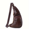 Messenger Bag-Leather Messenger Casual Crossbody Bag-Shoulder Chest Bag - Brown