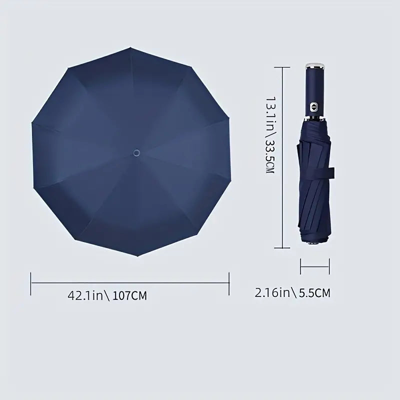 Compact Umbrella-Wind Resistant Umbrella with LED Flashlight-  Adjustable, Folding & Rotating